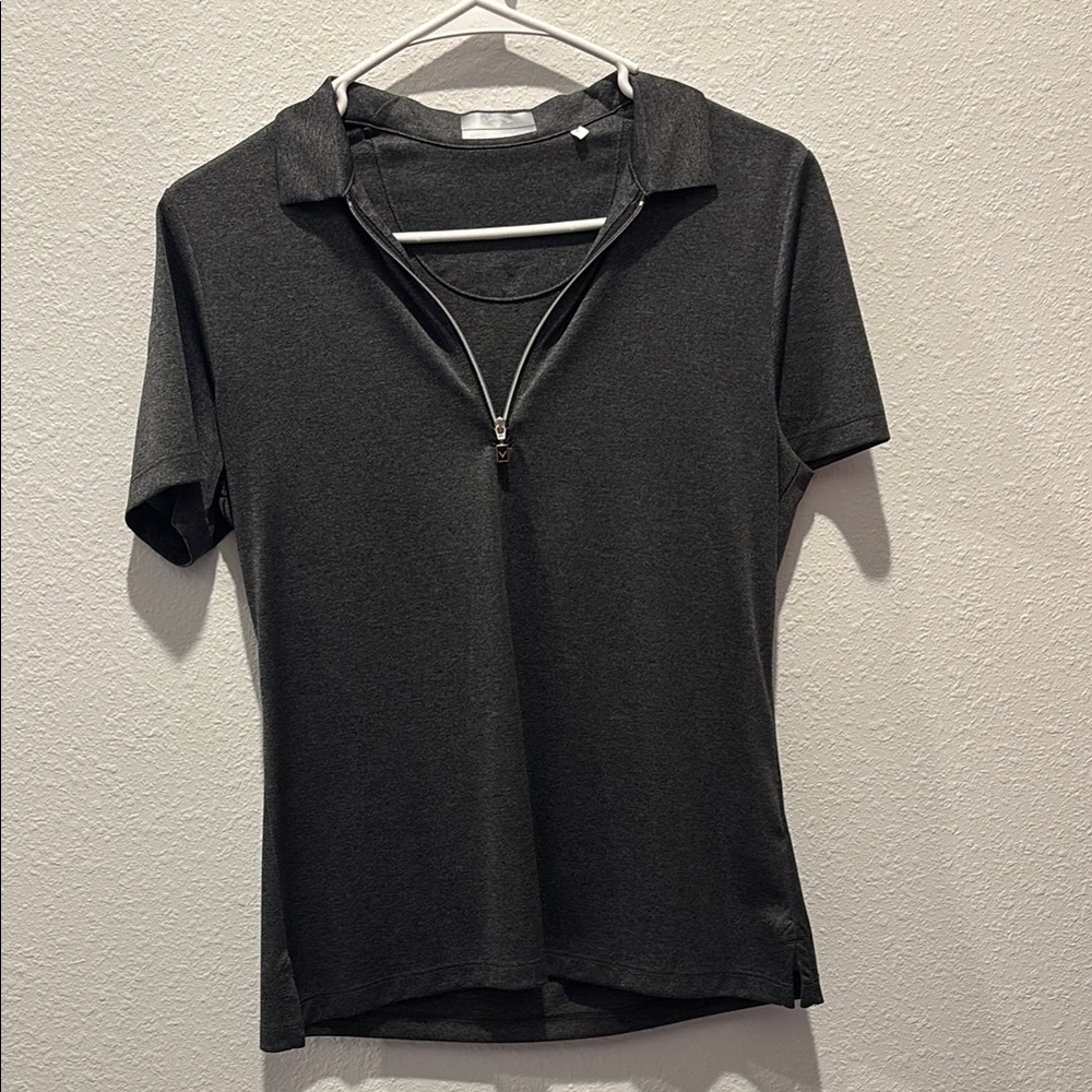 Callaway Charcoal Short Sleeve Zip Polo